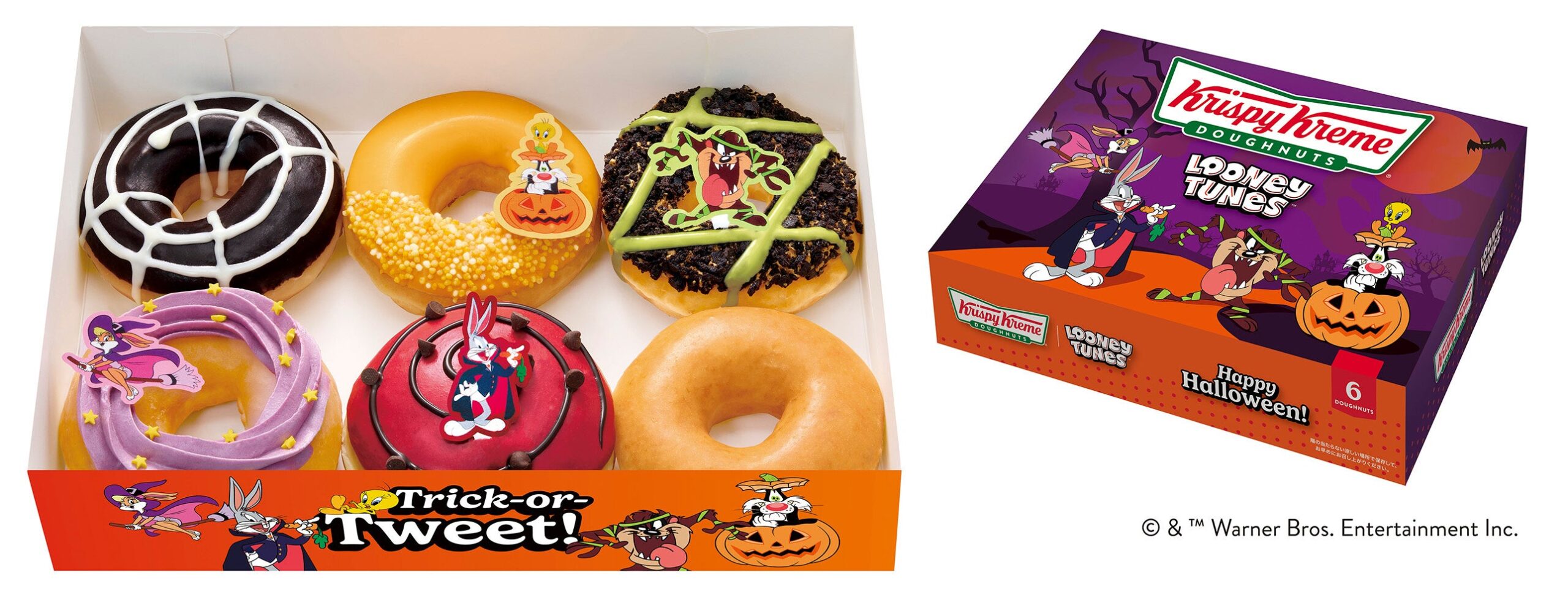 【10/7発売】ルーニー・テューンズ×クリスピー・クリーム・ドーナツ、バッグス・バニーやタズがハロウィンドーナツに 388円から