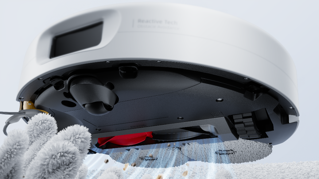 カーペットのゴミを吸い上げるRoborock Qrevo 2 Proの底面